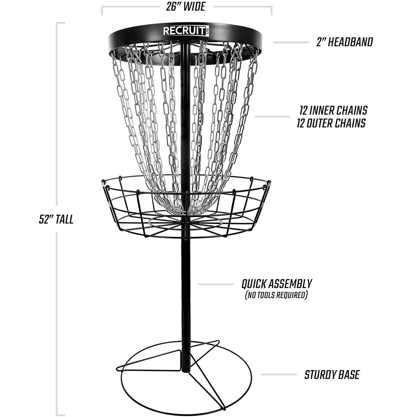 Dynamic Discs Recruit Lite Portable Disc Golf Target (Basket) - Black