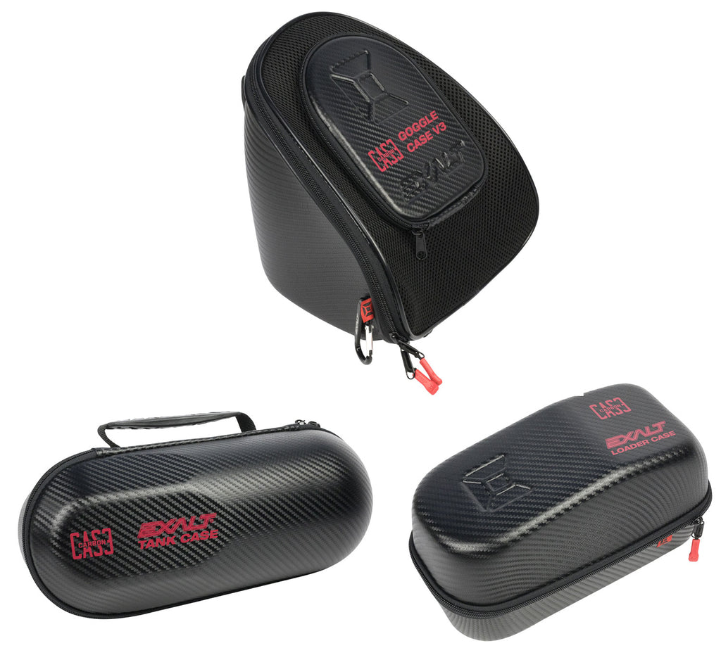 Exalt Paintball Carbon Tank/Loader/Goggle V3 Case Combo Red