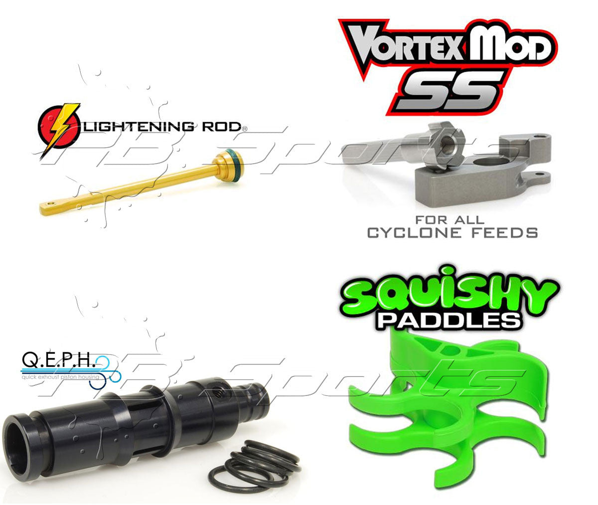 TechT Tippmann 98/A5/X7 Cyclone Vortex Mod SS + Lightening Rod + Q.E.P.H. + Squishy Paddles Upgrade Kit - TechT