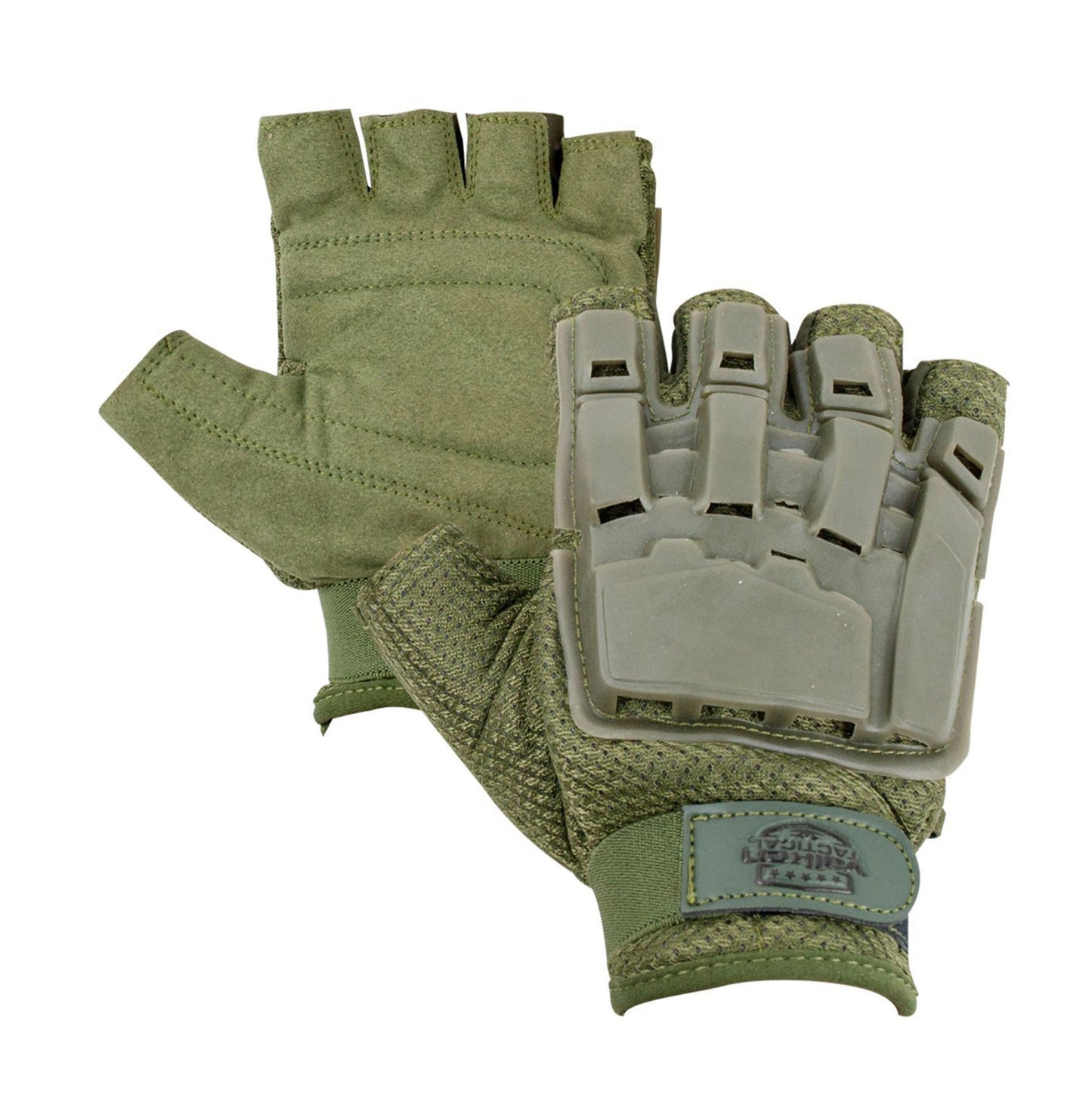 Valken V-Tac Half Finger Plastic Gloves - Olive - XS/S - Valken Paintball