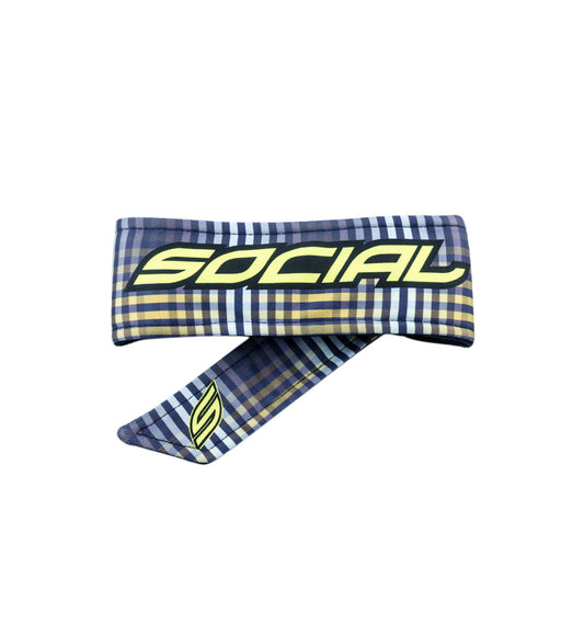 Social Paintball Grit Deluxe Long Tie Headband - Blue Plaid