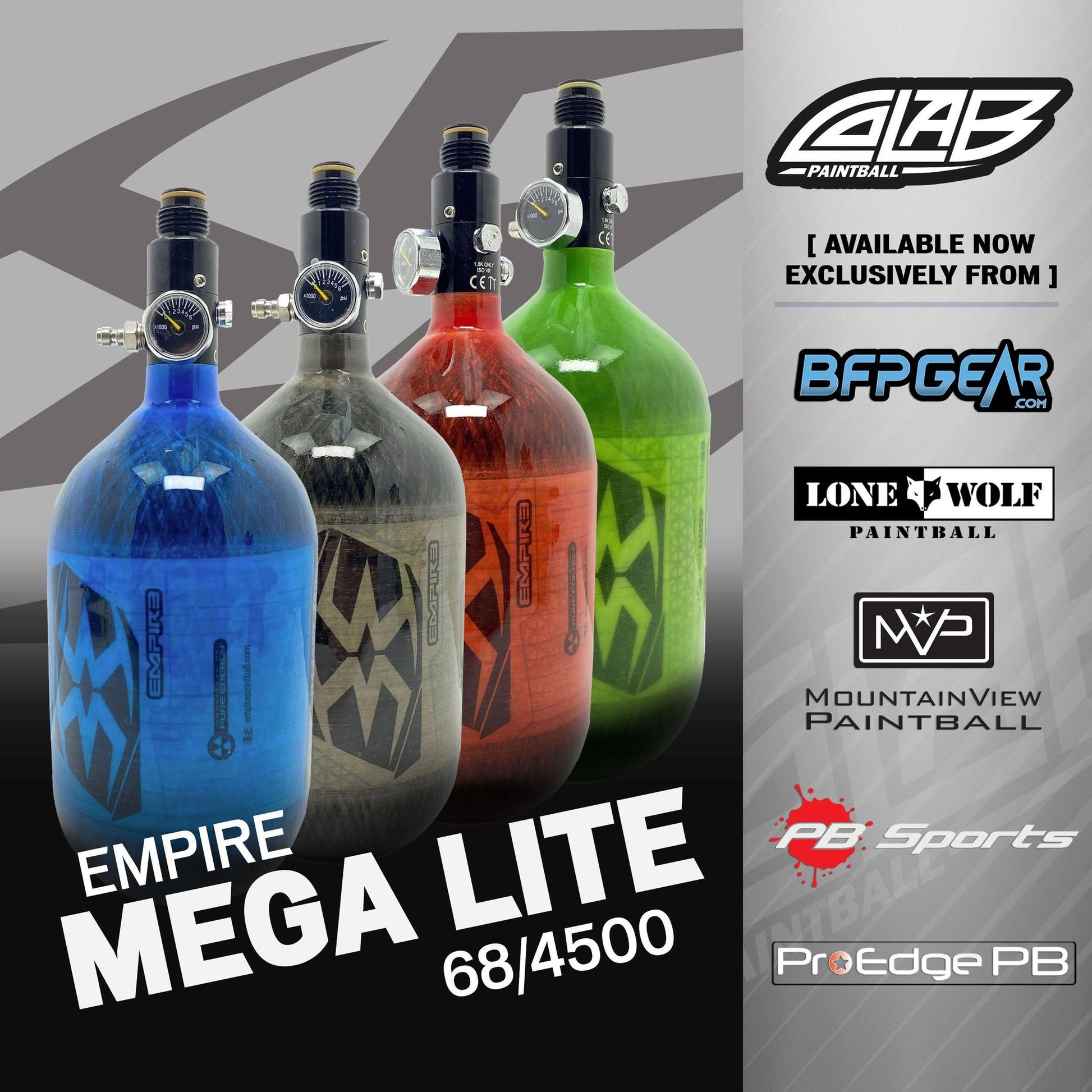 Empire Mega Lite Carbon Fiber 68ci/4500psi tank - Red - Empire