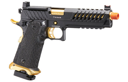 Lancer Tactical Knightshade Hi-Capa Gas Blowback Airsoft Pistol w/ Red Dot Mount - Black & Gold