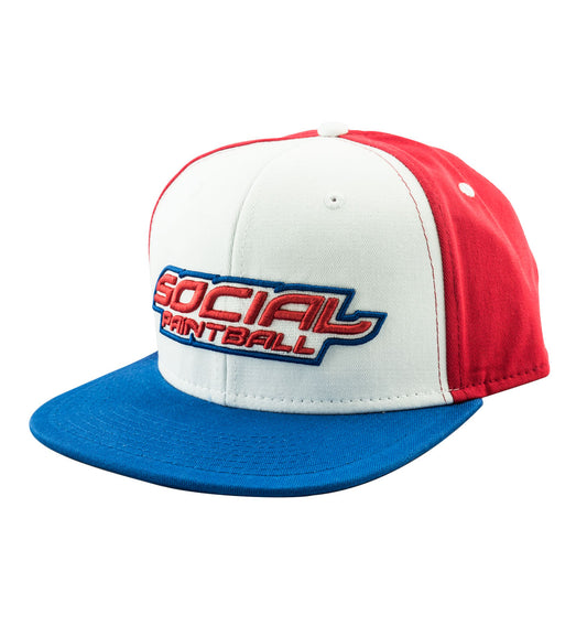 Social Paintball Snapback Hat - Social USA, Red White and Blue