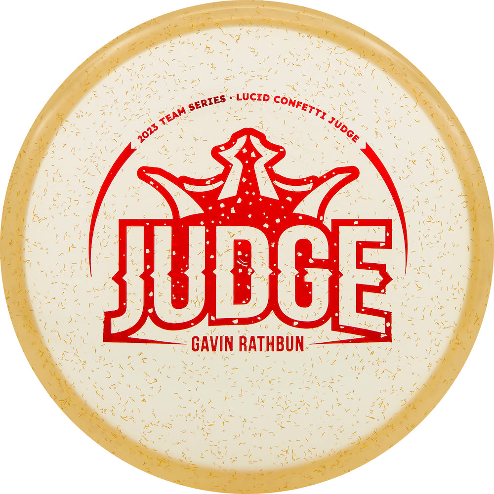 Dynamic Discs Lucid Confetti Judge Disc - Gavin Rathbun 2023 Team Series V2 - Gold