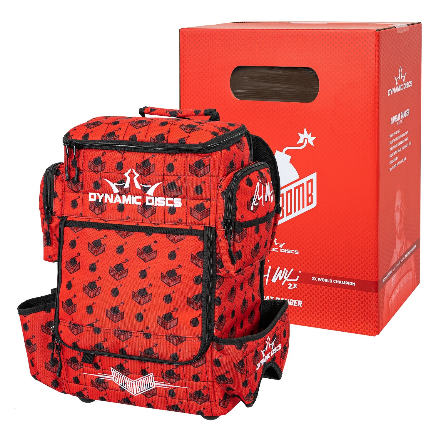 Dynamic Discs Combat Ranger Backpack Disc Golf Bag - Sockibomb Red – PB ...