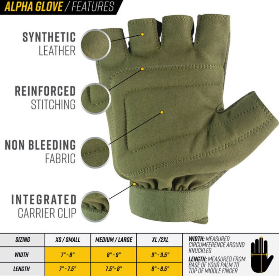 Valken Alpha Half Finger Gloves - Olive
