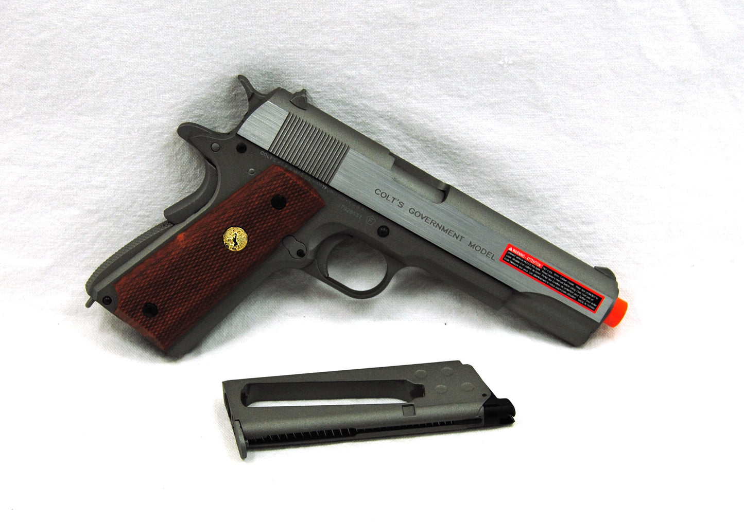 Palco 1911 MK IV Series 70 Airsoft Pistol CO2 Blowback - Stainless/Brown Grips - Palco