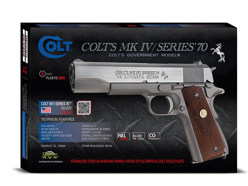 Palco Colt 1911 MKIV Series 70 CO2 Full Metal Blowback Stainless Airsoft Pistol - Palco