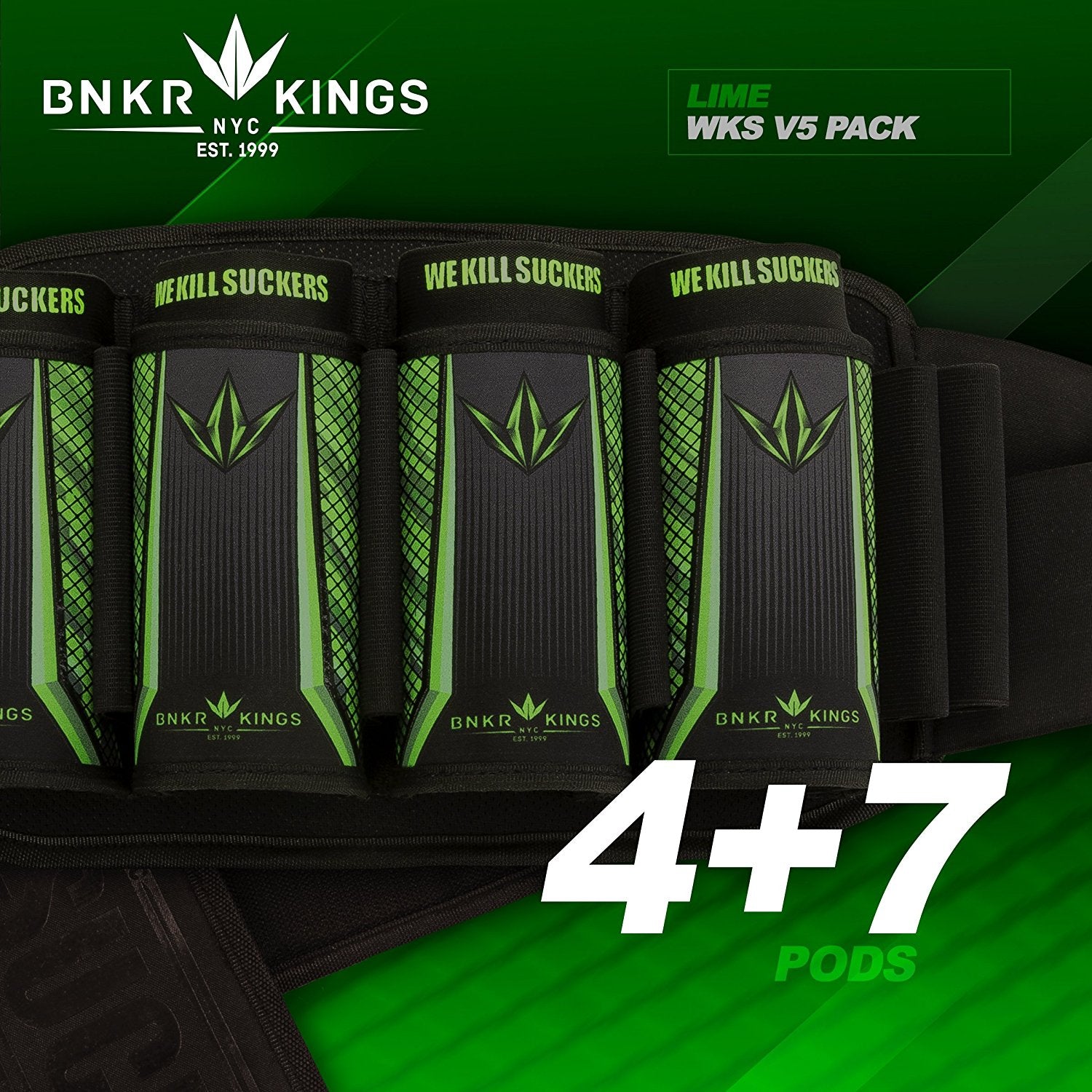Bunker Kings V5 WKS Strapless Pack 4+7 - Lime - Bunker Kings