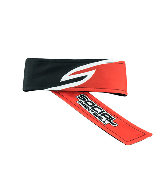 Social Paintball Grit Deluxe Long Tie Headband - Ying Yang Split S Red Black - Social Paintball