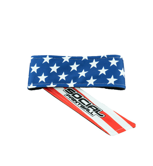 Social Paintball Grit Deluxe Long Tie Headband - USA Flag - Social Paintball