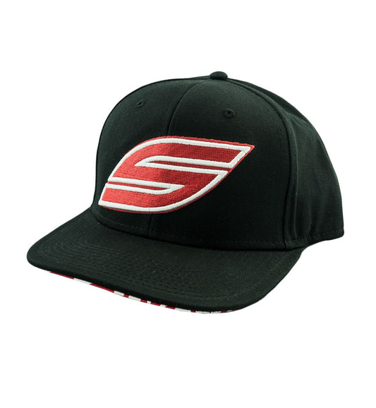 Social Paintball Snapback Hat Red S Logo - Black - Social Paintball