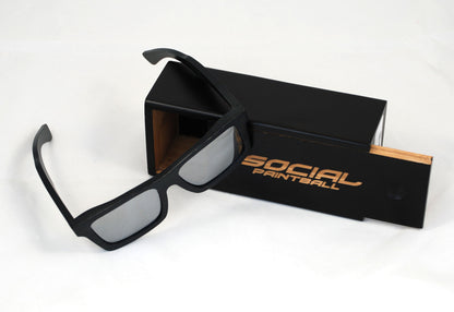 Social Paintball Sunglasses - Black Bamboo with Silver Lens - Social Paintball