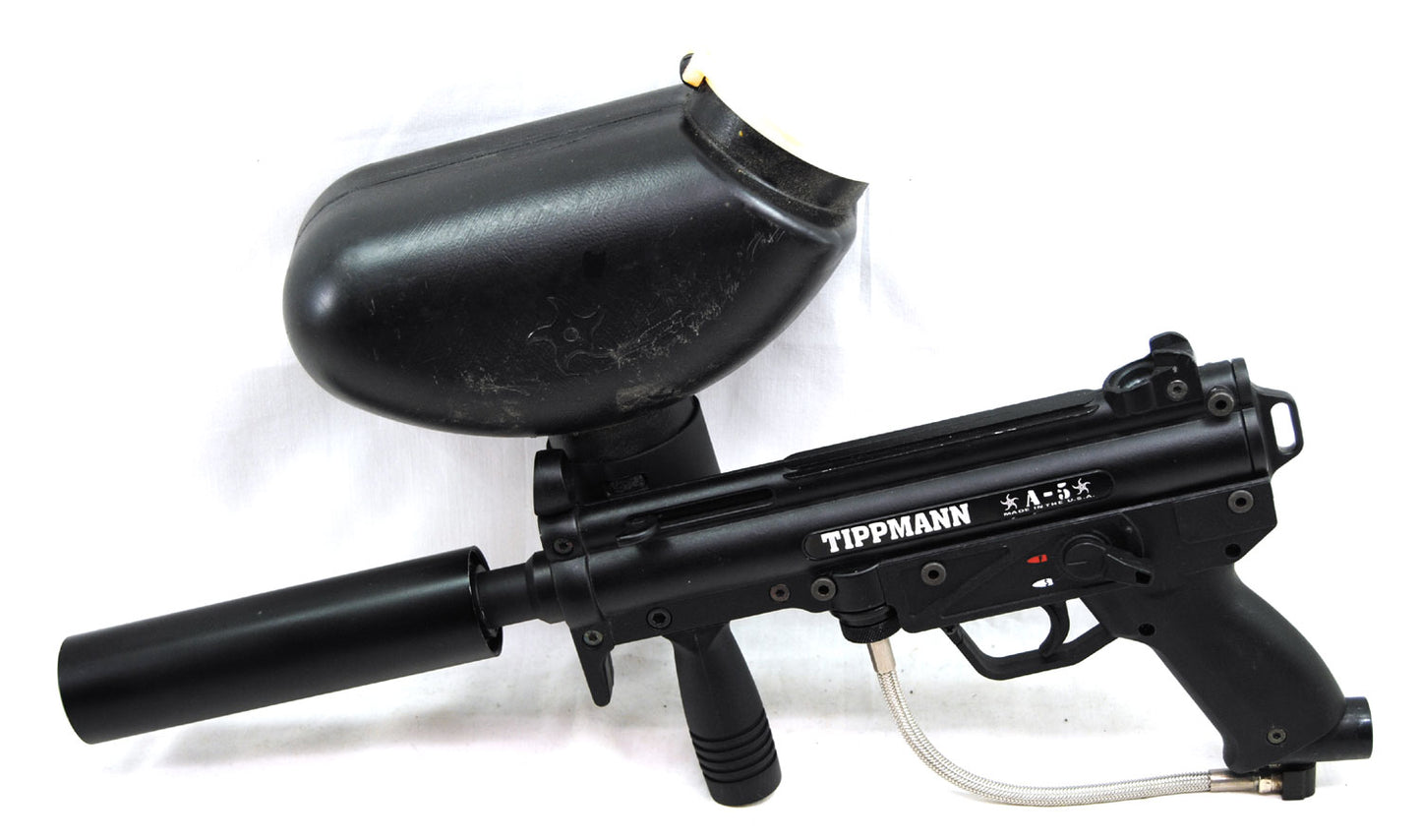 Used Tippmann Sports A5 w/ Lapco Fake Suppressor - Tippmann Sports