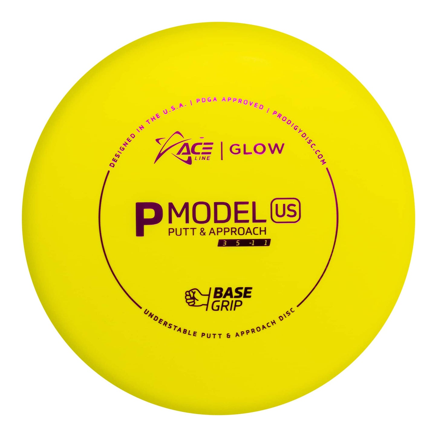 Prodigy Ace Line P Model US Putt & Approach Disc - Basegrip Glow Plastic