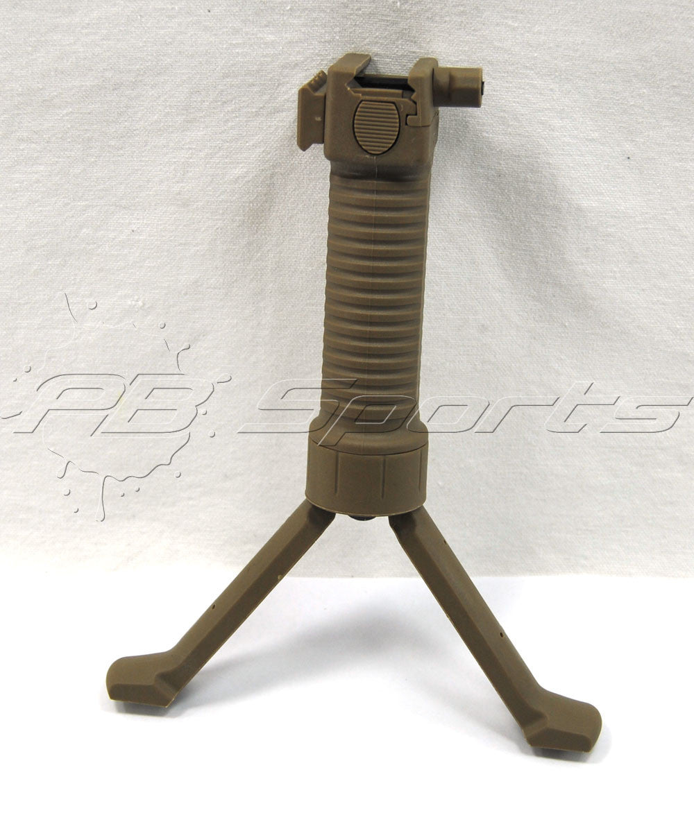 TacFire Heavy Duty Tan Paintball Airsoft Bipod with Grip Tactical Scenarios - TACFIRE