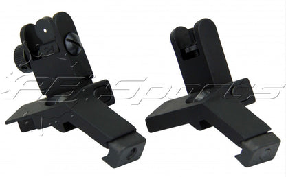 TacFire Front &amp; Rear 45 Degree Spring Loaded Airsoft Flip-Up Iron Sights - TACFIRE