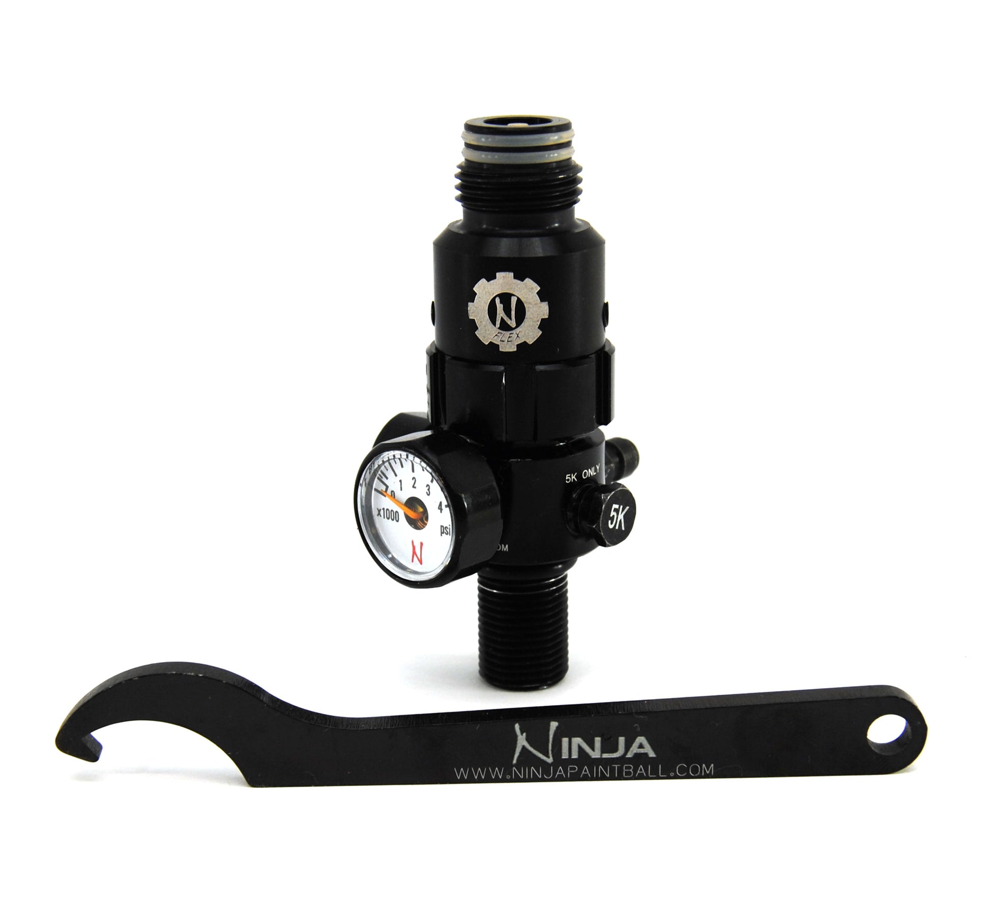 Ninja Flex Regulator for 3000 psi Bottles - Rotational Collar Adjustable Output Pressure - Ninja Paintball