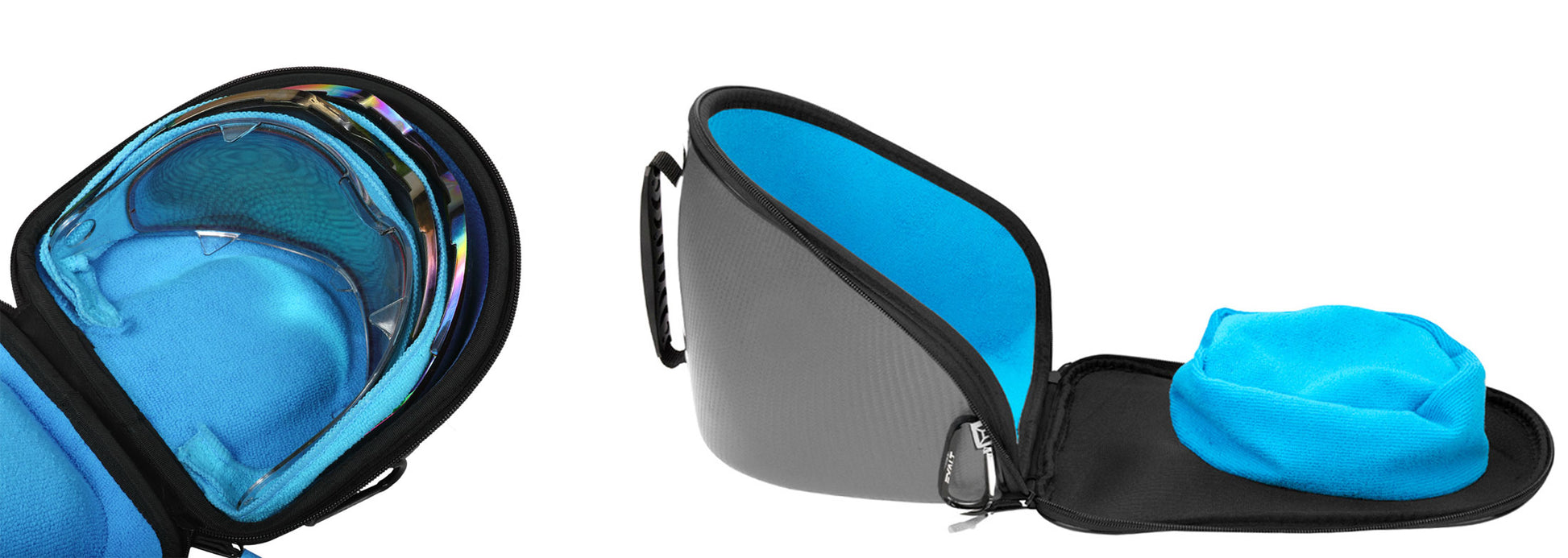 Exalt LE Universal Carbon V3 Goggle &amp; V3 Lens Case - Charcoal Grey / Cyan Microfiber - Exalt