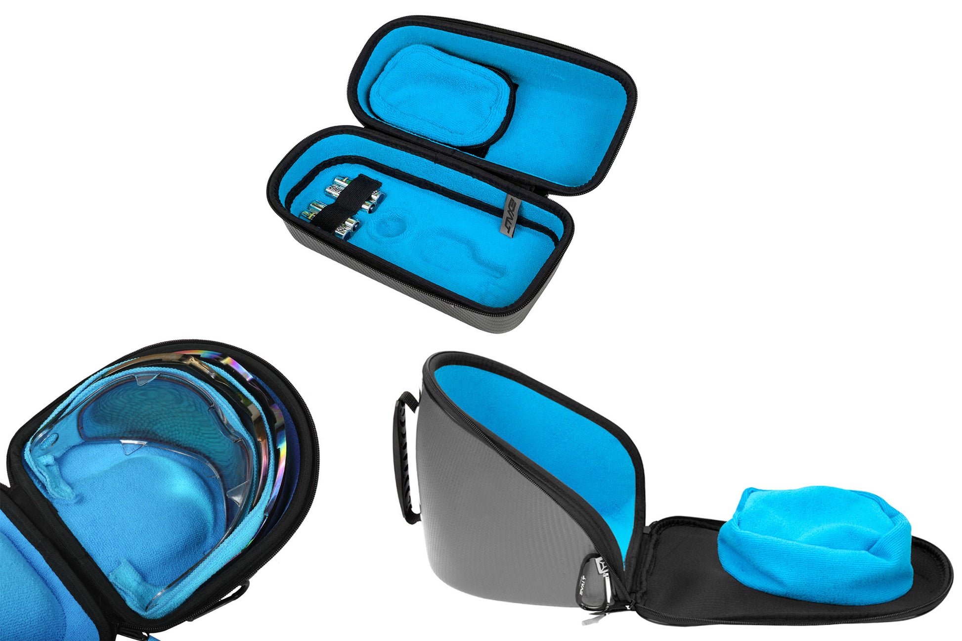 Exalt LE Universal Carbon V3 Goggle &amp; V3 Lens &amp; Loader Case - Charcoal Grey / Cyan Microfiber - Exalt