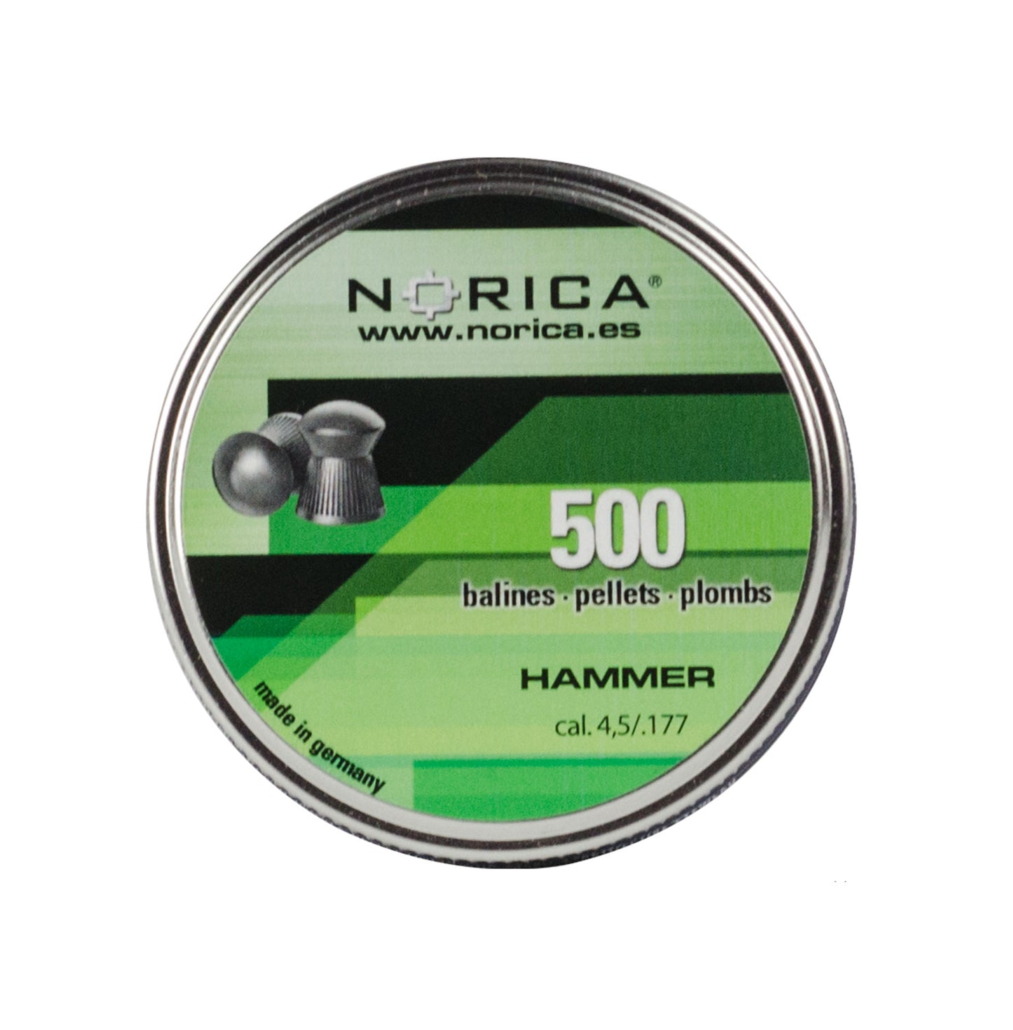 Norica 0.177 Cal Hammer Pellets - 500 Count Tin - Valken Paintball