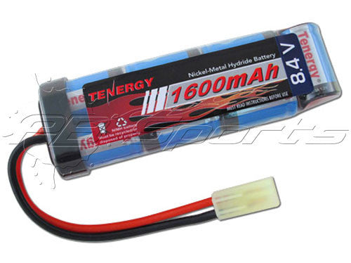 Tenergy NiMH 8.4V 1600 mAh Flat Brick Mini Type Airsoft Battery Wired To Small Tamiya - Cutlass