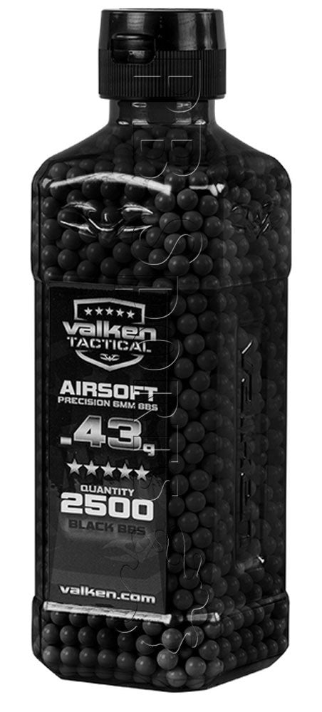 Valken .43g Black BBs 2500 Count Bottle - Valken Paintball