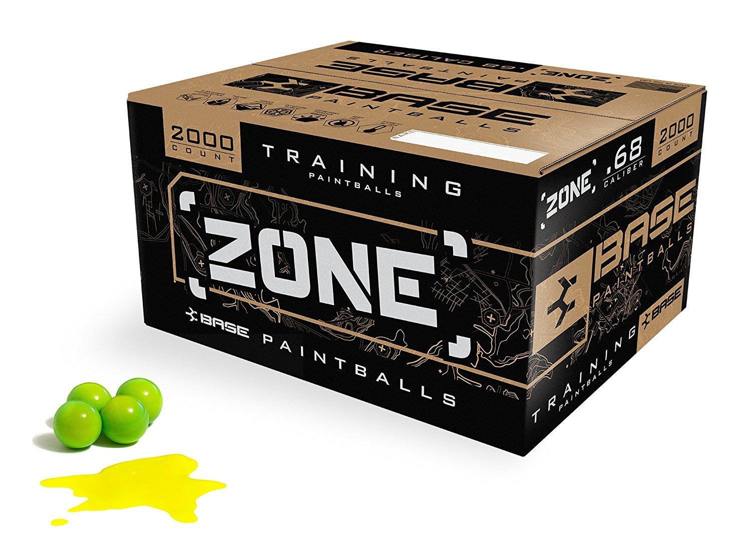 2000 Count Virtue Base Zone Paintballs Lime Shell Yellow Fill - Virtue