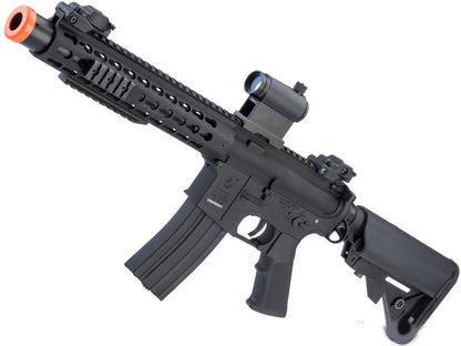 Cybergun Colt Licensed Elite Line AEG Airsoft Gun w/ Keymod 10&quot; &amp; Muzzle Booster - Black - Evike