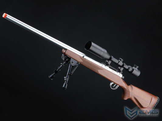 EMG Barrett Fieldcraft Precision Bolt-Action Airsoft Sniper Rifle w/ Featherweight Zero Trigger - Real Wood w/ Stainless Barrel