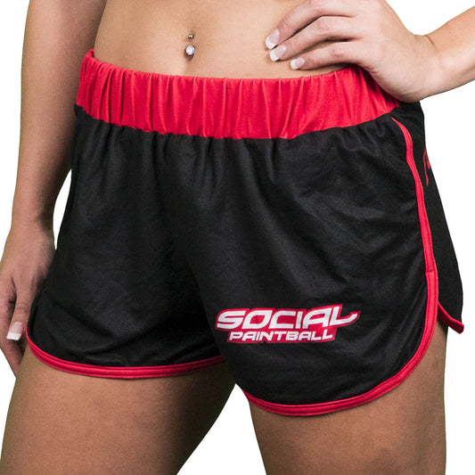Social Paintball Women's Shorts - Black Red "For The Player"
