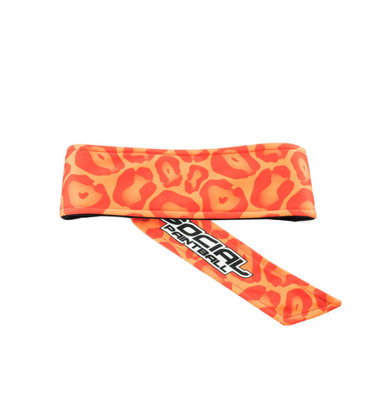 Social Paintball Grit Deluxe Long Tie Headband - Orange Leopard
