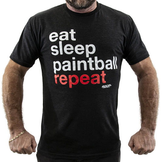 Social Paintball Men’s Crew Shirt, Eat Sleep Paintball Repeat Black
