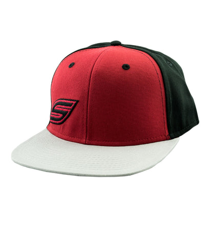 Social Paintball Snapback Hat Scarlet Red Black, Grey Bill - Social Paintball