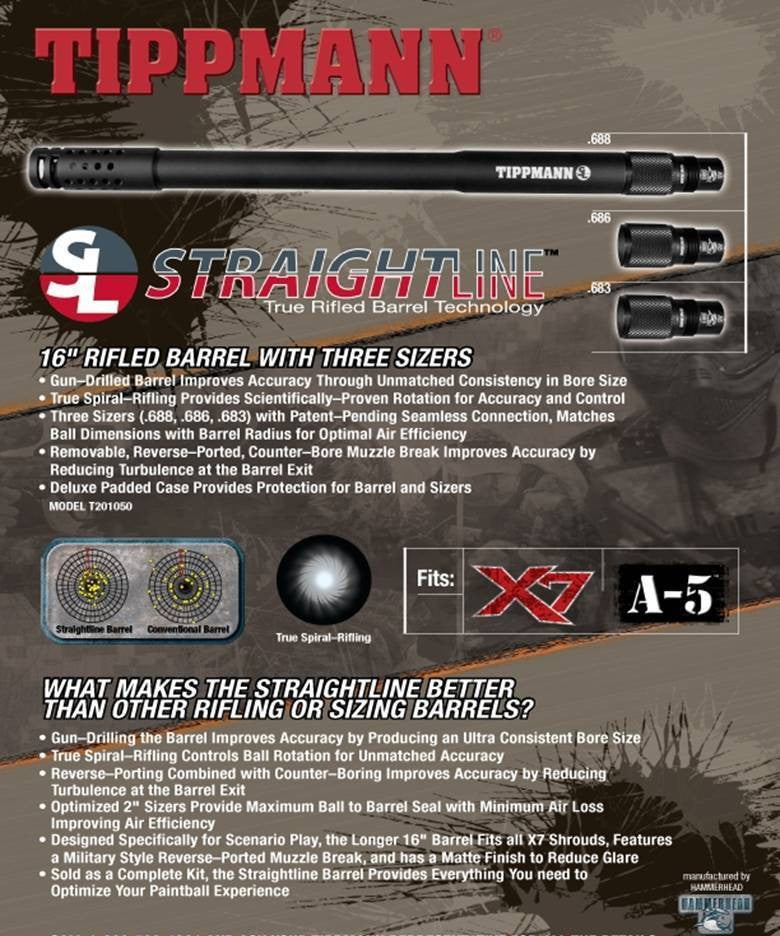 Tippmann 16&quot; Straightline Hammerhead Barrel Kit For 98 Custom - Tippmann Sports