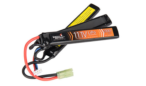 Lancer Tactical Airsoft 11.1v 2000mAh 15C Triple Butterfly Lipo Battery